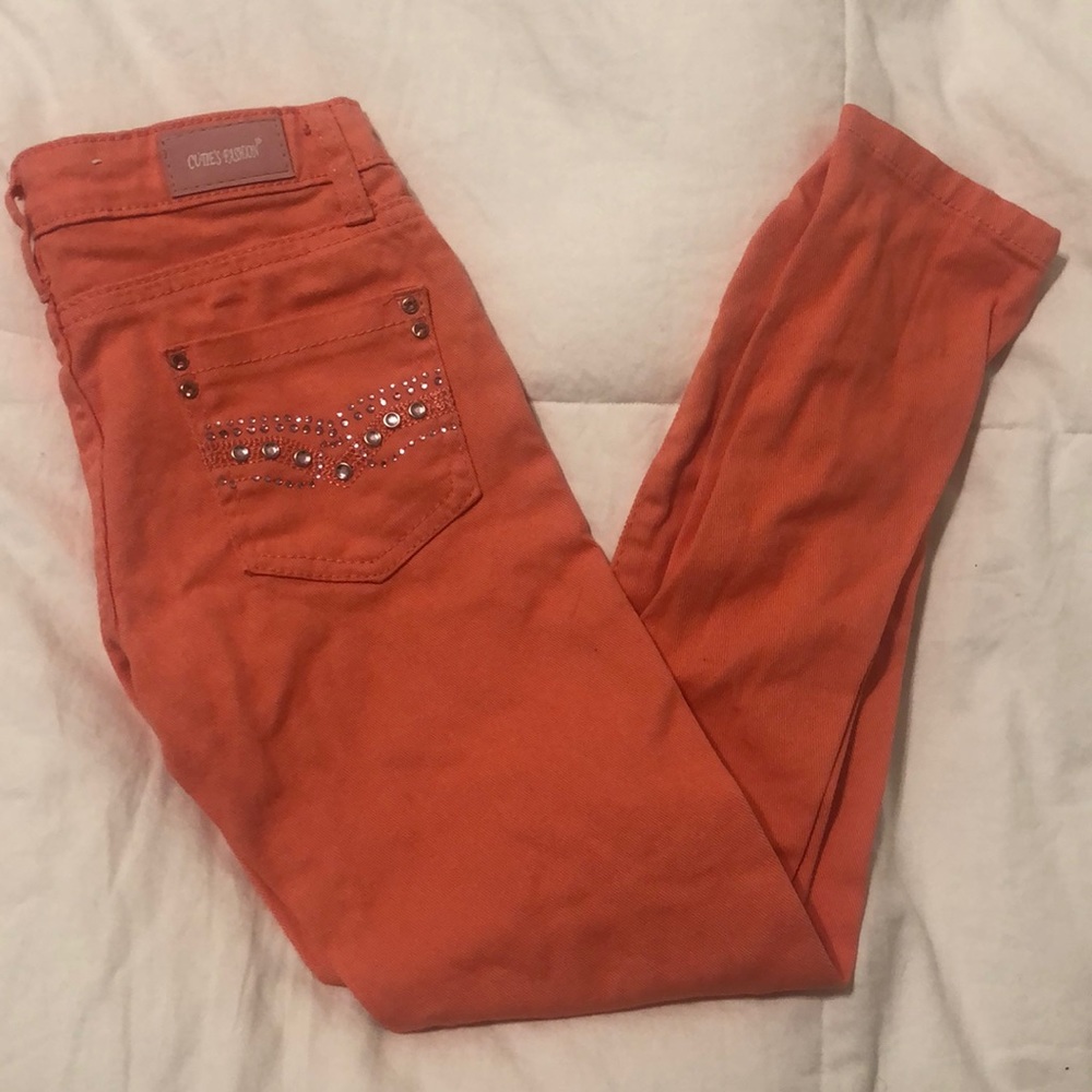 Coral Girls Jeans with Rhinestones!